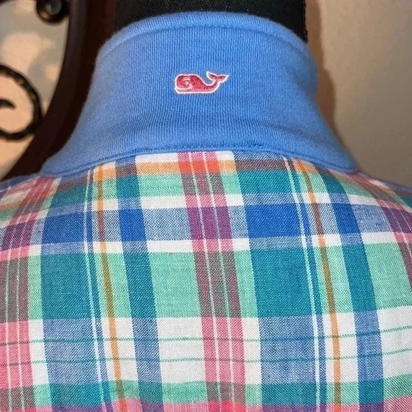 Vineyard Vines Women’s Madras Patchwork Shoulder Shep Shirt Sweatshirt Medium - Picture 10 of 16